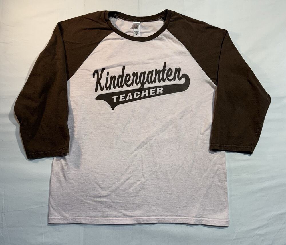 Kindergarten Teacher Graphic Tee Women’s Medium 3/4 Sleeve Baseball Shirt